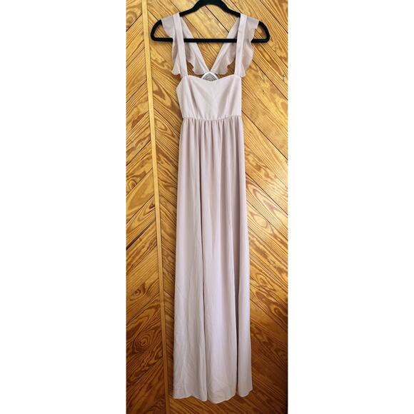 Show Me Your Mumu June Bridesmaid Wedding Maxi Dress in Neutral Mauve Chiffon - Picture 12 of 15